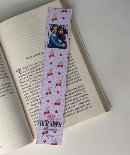 Kişiye Özel Sanat 17 kisiye ozel kiraz desenli kitap ayraci